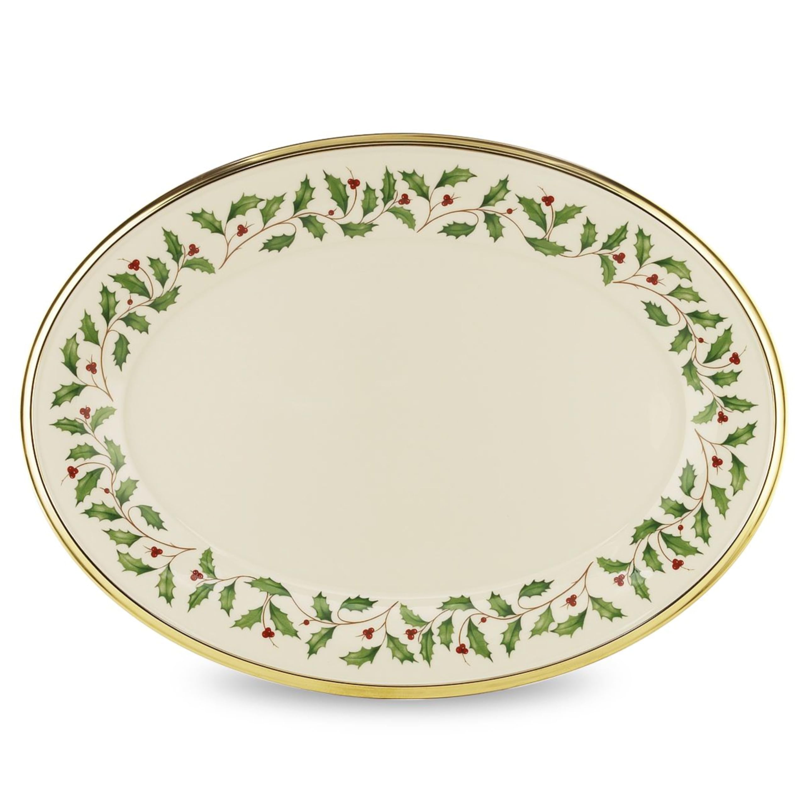 Lenox Serveware, Holiday Serving Platter, Oval Shape, 13-Inch, Ivory, Porcelain Material, Dishwasher Safe, Turkey Platter for Thanksgiving, Winter Hosting, Christmas Serving (Multicolor, 1 Piece)