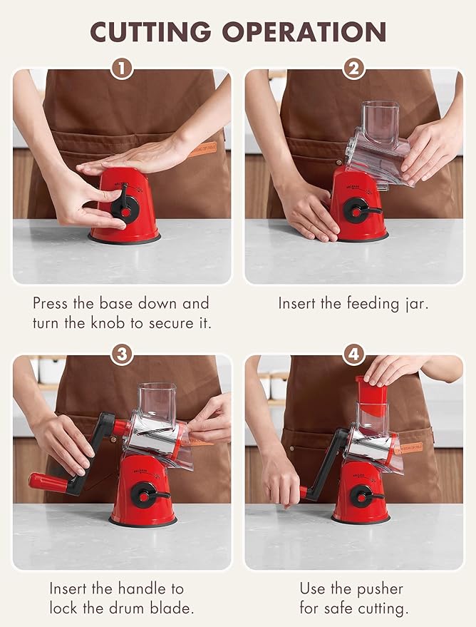 GDL Cheese Grater Hand Crank, Rotary Cheese shredder, Vegetable Slicer