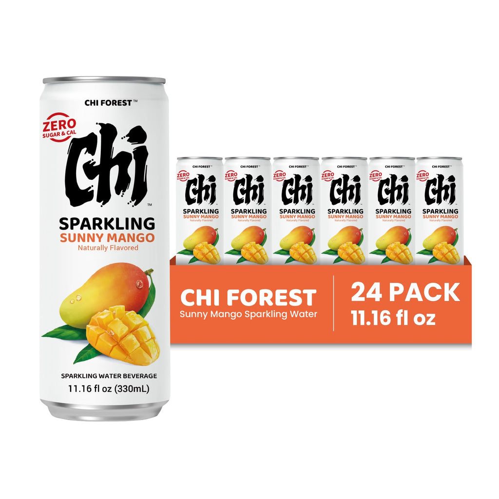 CHI FOREST Mango Sparkling Water Beverage, Zero Sugar Drinks, Zero Artificial Flavor, 11.16 fl oz Cans (Pack of 24)
