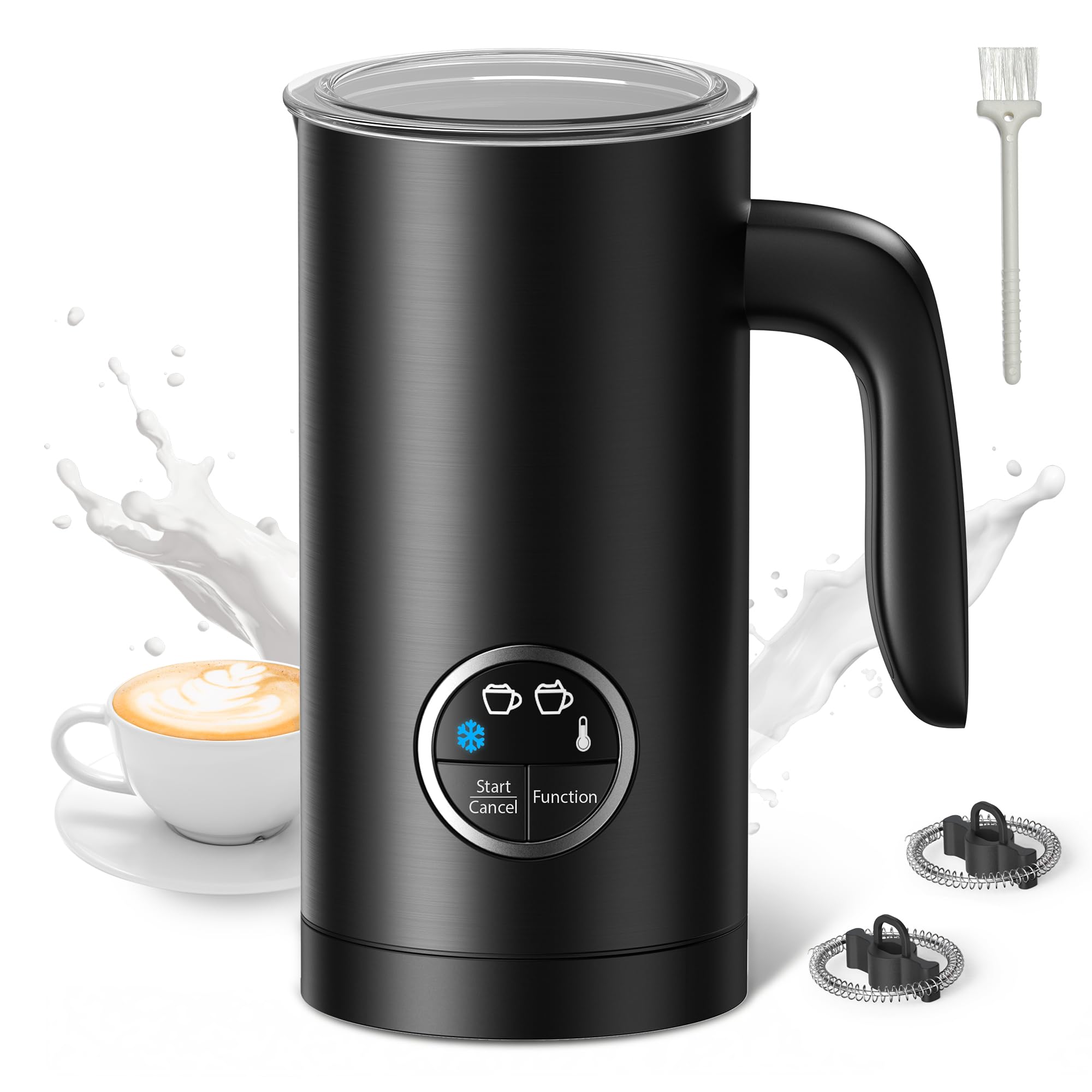 Milk Frother, Airyoyo 4-in-1 Milk Frother with Stand, Electric Milk Frother and Steamer Hot& Cold Foam Temperature Control, Auto Shut-Off Frother for Coffee Latte