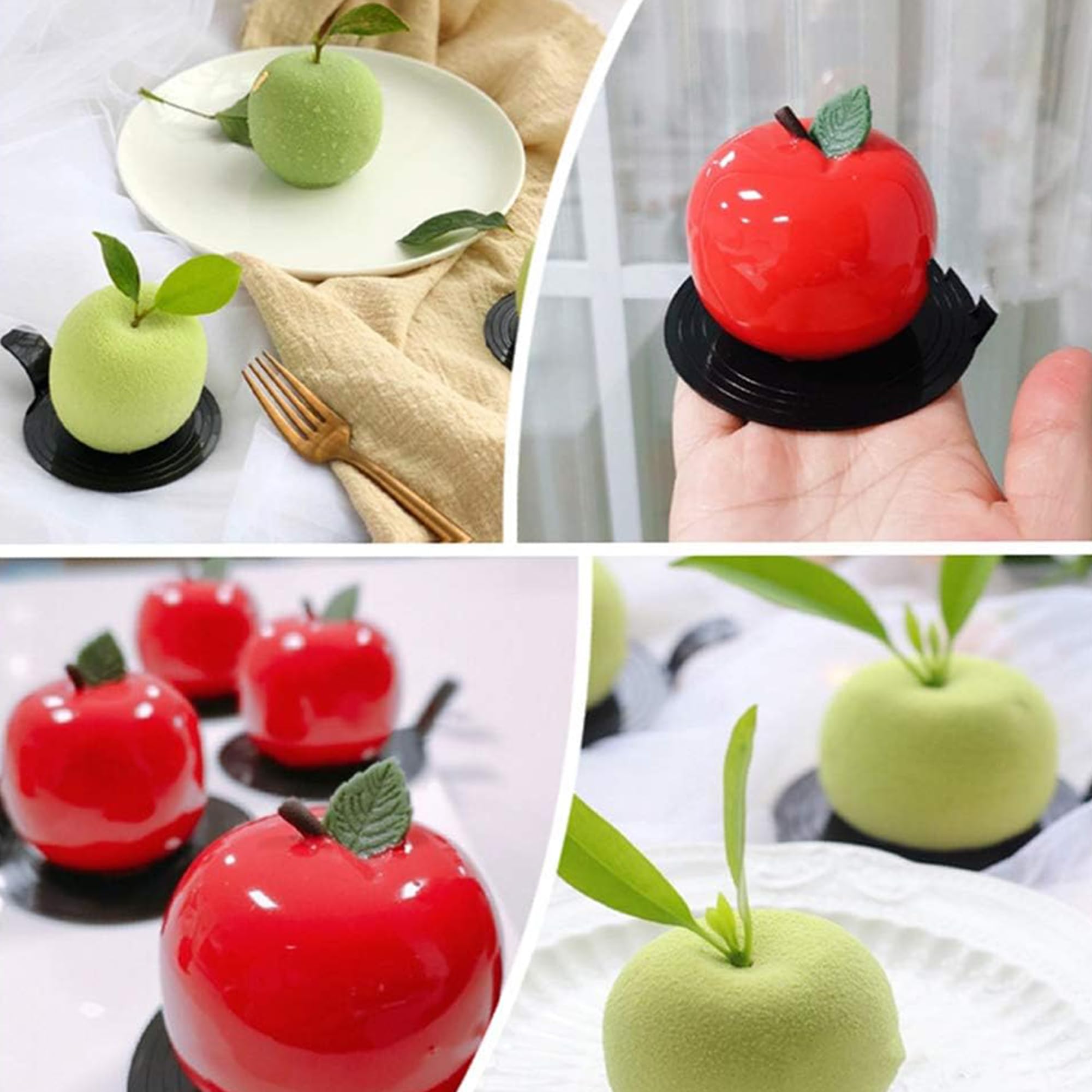 OCPO Kitchen Apple Silicone Mold for Baking Mousse Cake, 8 Cavities