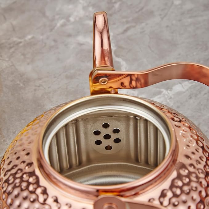 SANQIAHOME Antique 1.8L (60 Oz) Stainless Steel Teapot with Infuser Copper