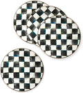 MACKENZIE-CHILDS Enamel Dessert Plate Set, Black-and-White Courtly Check