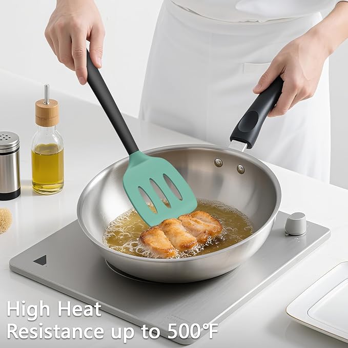 Coukre 3 Pack Silicone Spatula Set, Heat Resistant to 500°F, BPA-Free