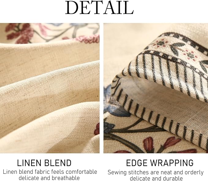 ISAENNE Designer French Linen Rectangular Tablecloth,71"x55"-Helena E