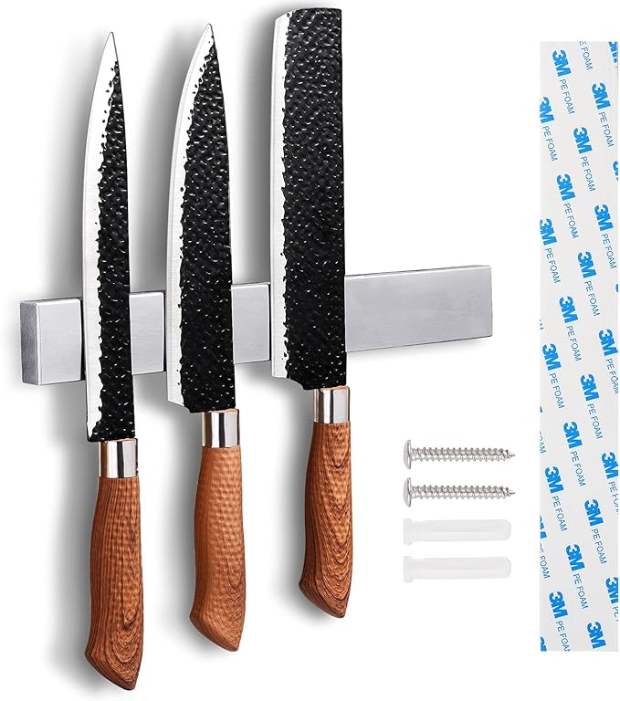 Enkrio 11.8 Inch Stainless Steel Knife Magnetic Strip with 3M Type, Silver