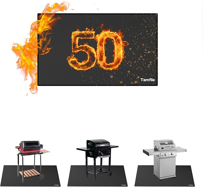 Tamfile 50x30 Inch Grill Mats for Blackstone, Double-Sided Fire Pit Mat