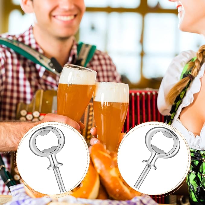 Cunhill 15 Pcs Metal Bottle Opener Blank Bulk Bottle Opener Inserts Parts Pieces Kit for Wood Craft DIY Project Turning Threaded Beer Hardware Turning Wedding Wine Party Ot Month (Silver)