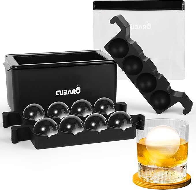 Clear Ice Ball Maker - Round Ice Cube Mold, 8 Spheres, 2-Inch by CUBARO