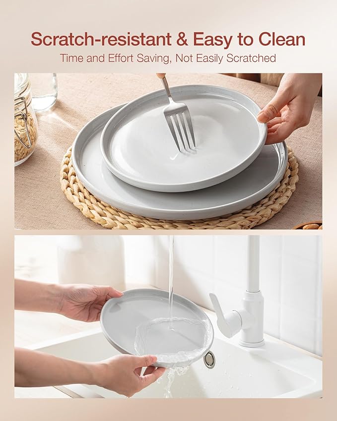 Famiware Milkyway 12-Piece Stoneware Dinnerware Set, Light Gray