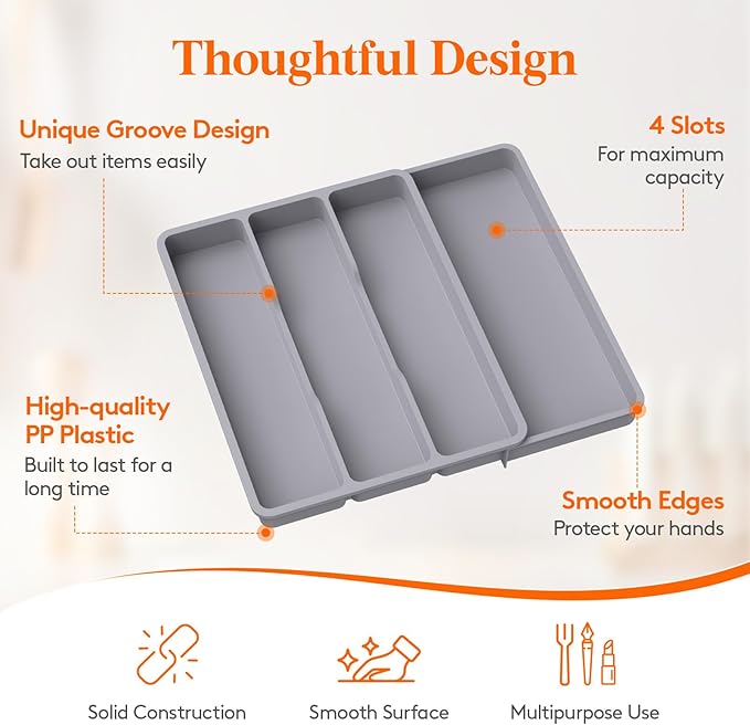 Lifewit Utensil Organizer for Kitchen Drawer, Expandable Cooking Tray