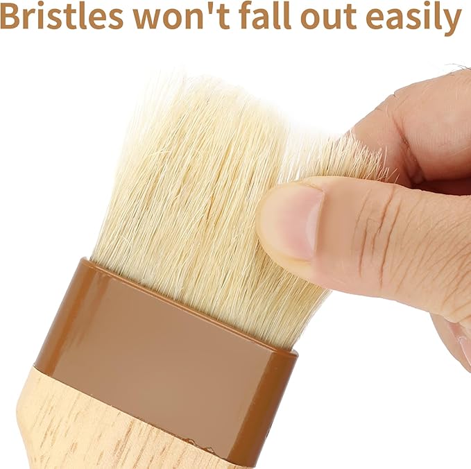 2 Pcs Natural Bristle Pastry Brush, Beech Wooden Handle Basting and BBQ Brushes for Cooking, Butter, Oil, Marinade, Grilling & Baking, Kitchen Food Brush (1.5 inch & 2 inch)