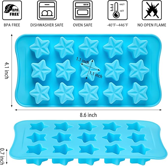Flower Silicone Molds for Chocolate, 6 Pcs, 15-Cavity