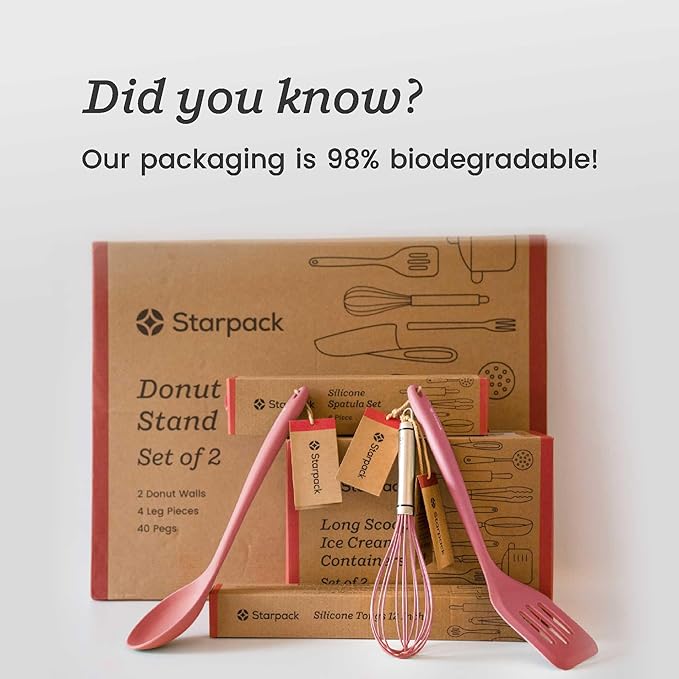 Starpack 'Scrape and Stir' Silicone Rubber Spatula Set (4-Piece) - LFGB Non Toxic, 600°F Heat Resistant, BPA-Free, One-Piece Kitchen Baking Spatulas - Dishwasher Safe for Nonstick Cookware Earthy Pink