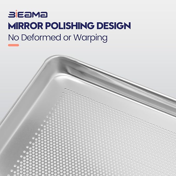 BIEAMA 6 Pack Full Size 18" x 26" Aluminum Baking Sheet Pan Perforated, Commercial Bakery Equipment Cookie Sheets, NSF Approved Baking Tray