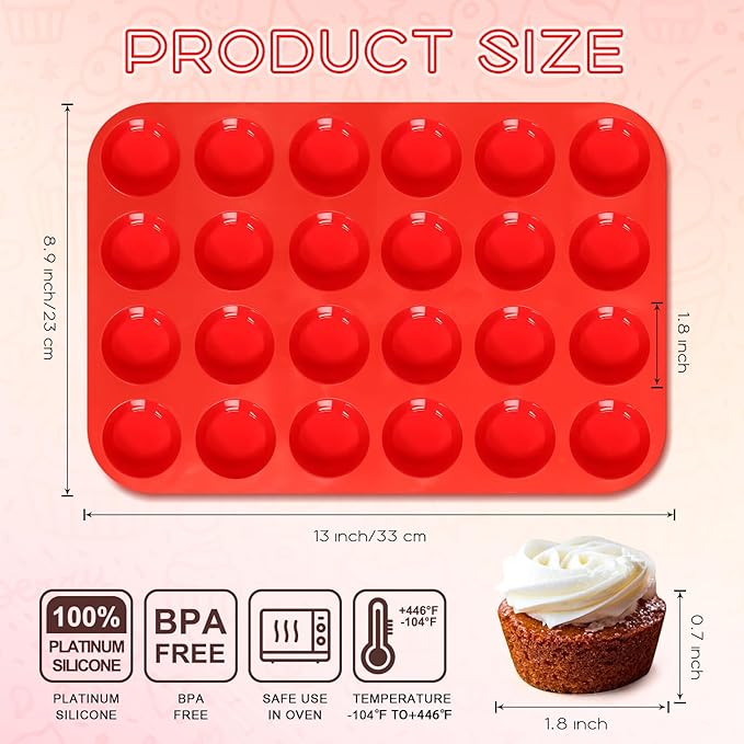KINYFY 2 Pcs Muffin Pan Silicone Molds, Cupcake Pan Silicone Molds, Non-Stick Baking Molds for Making Muffin, Cakes, Cupcake, Tart, Chocolate