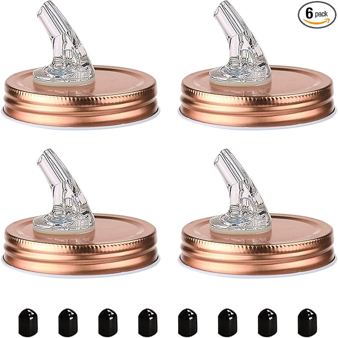 Mason Jar Pour Spouts. free flow Mason Jar Pour Spouts, mason jar for spout regular mouth size 70mm dispenser germination cover. Suitable for any liquid. Leak-Proof 4-Pack + 8 Lid Caps (rose gold)
