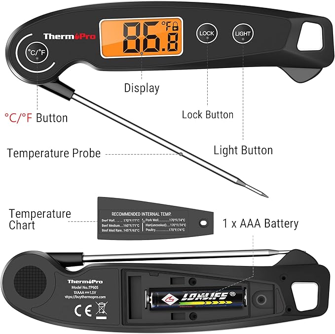 TempPro TempSwift Instant Read Meat Thermometer for Cooking