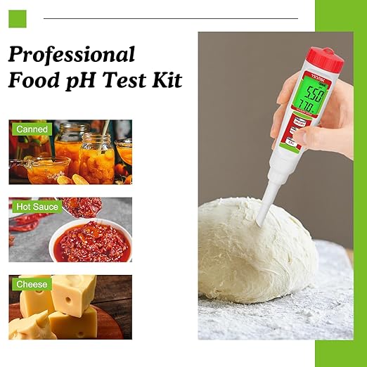 YINMIK Food pH Tester with pH Calibration Storage Solution Digital pH Meter