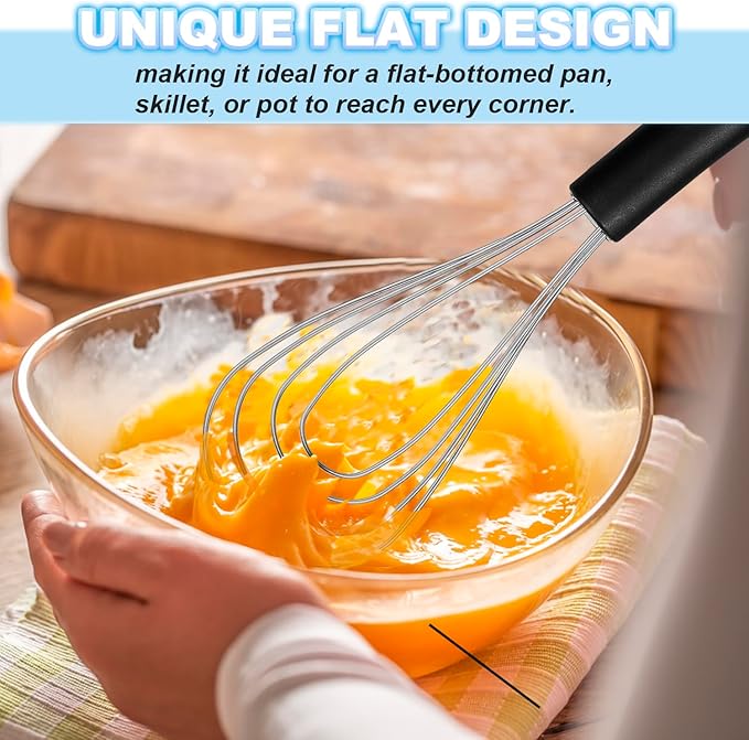 Anaeat Stainless Steel Kitchen Whisk Set of 4, Milk and Egg Beater Blender with Thick Wire for Whisking, Cooking, Baking, Beating and Stirring - 11'' Flat Whisk and 9''+11''+12'' Balloon Whisks
