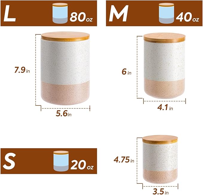 Kitchen Canister for Counter, Ceramic Food Storage Containers with Lids