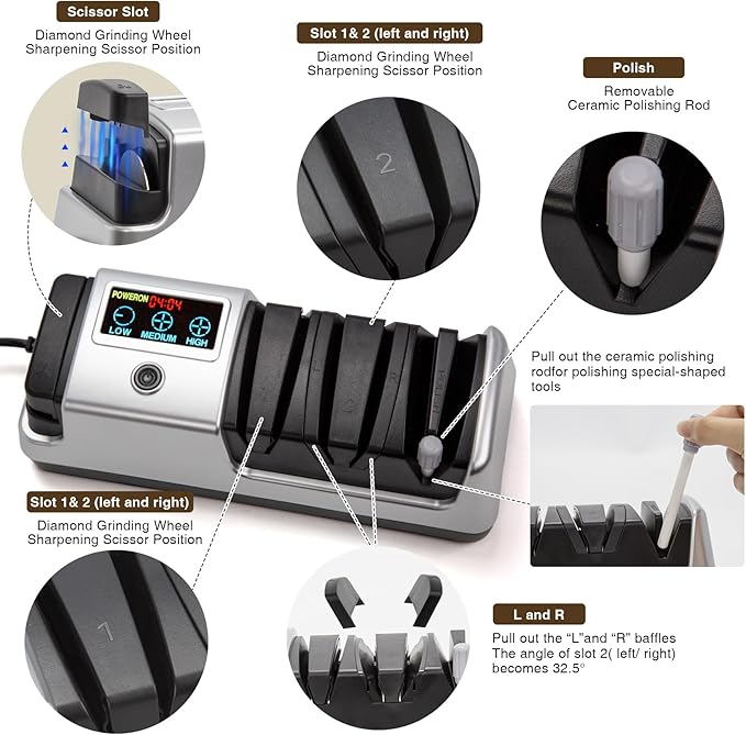 Ceelpeopar Electric Knife Sharpener for Kitchen, 3-Stage, LCD Screen
