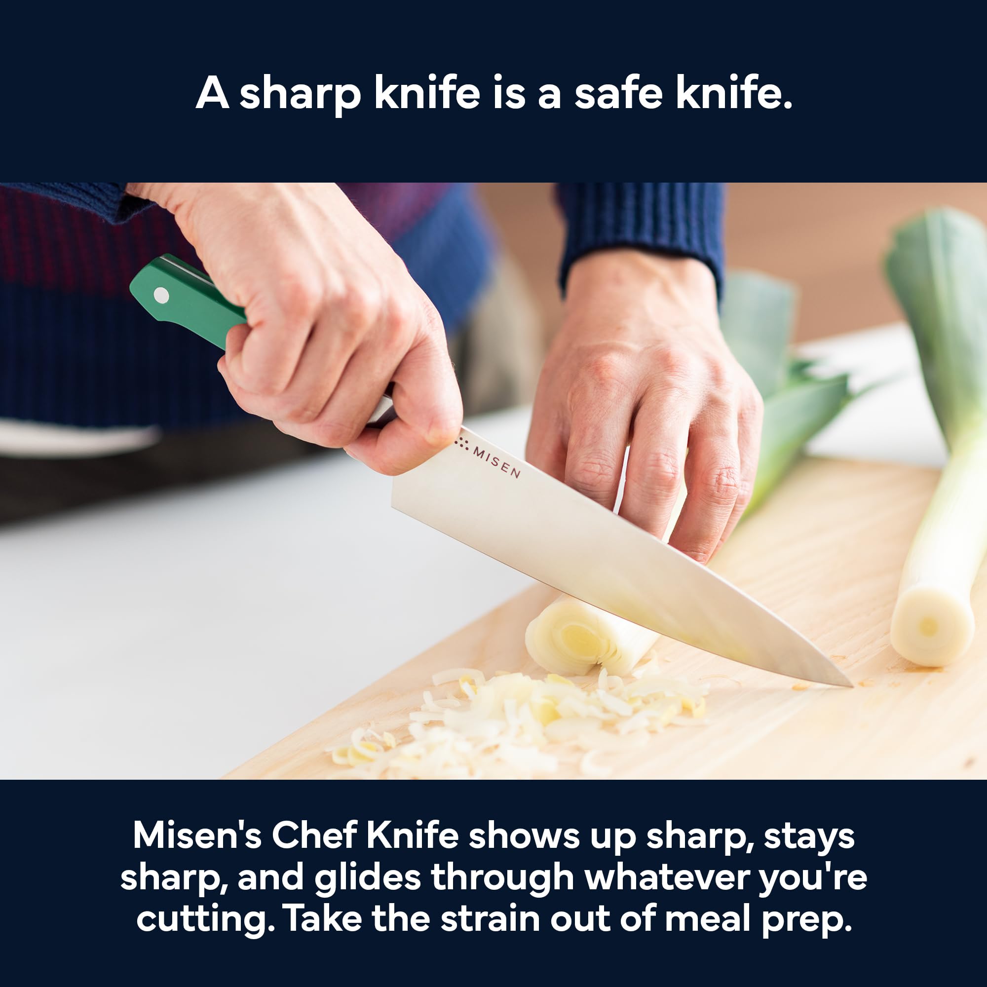 Misen 8 Inch Chef Knife, AUS-10 Japanese Stainless Steel - Green