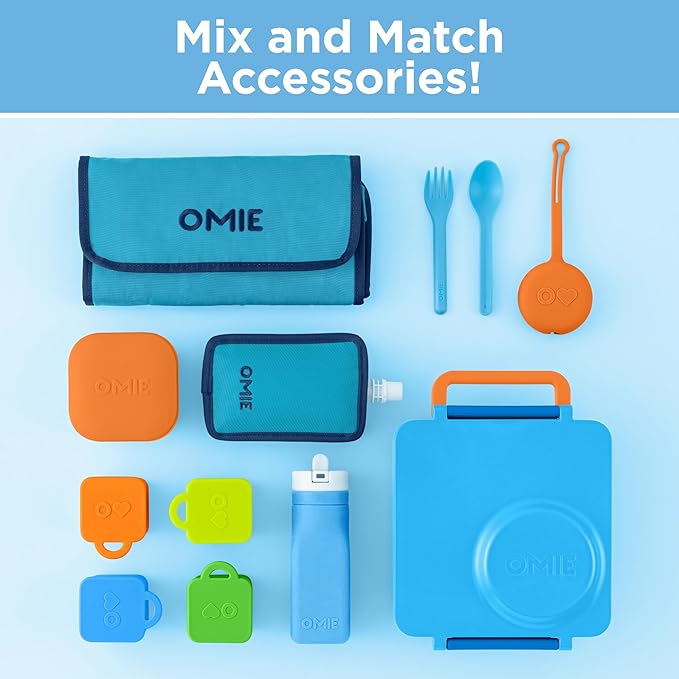 Omie OmieBox Kids Insulated Leakproof Bento Lunch Box with Food Jar (Blue Sky)