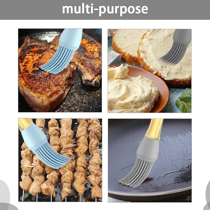 ZYMJBB 4 Pack Silicone Basting Brush for Cooking, Heat Resistant Pastry Brushes with Oil Reservoir Handle, Food-Grade BBQ Brush for Grilling, Baking, Barbecue, Sauce, Butter, Meat, Kitchen and Outdoor