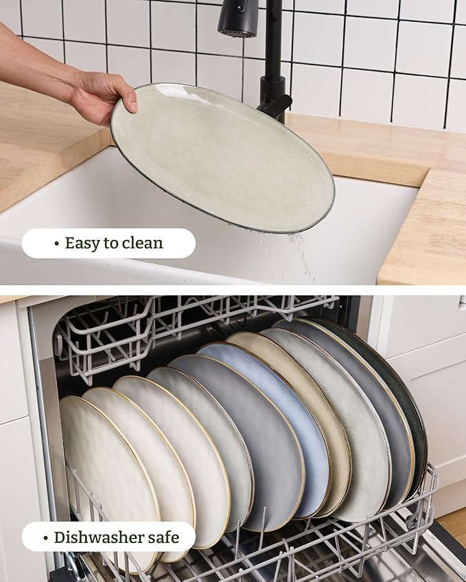 famiware Serving Platters Set of 3 Sizes - Oval, Light khaki
