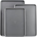 GoodCook Everyday Nonstick Baking Sheet Set, 3 Pack Includes Small (13×9) Medium (15×1) and Large (17×11) Pans Carbon Steel Construction Cookie Sheets Bakeware Set, Gray