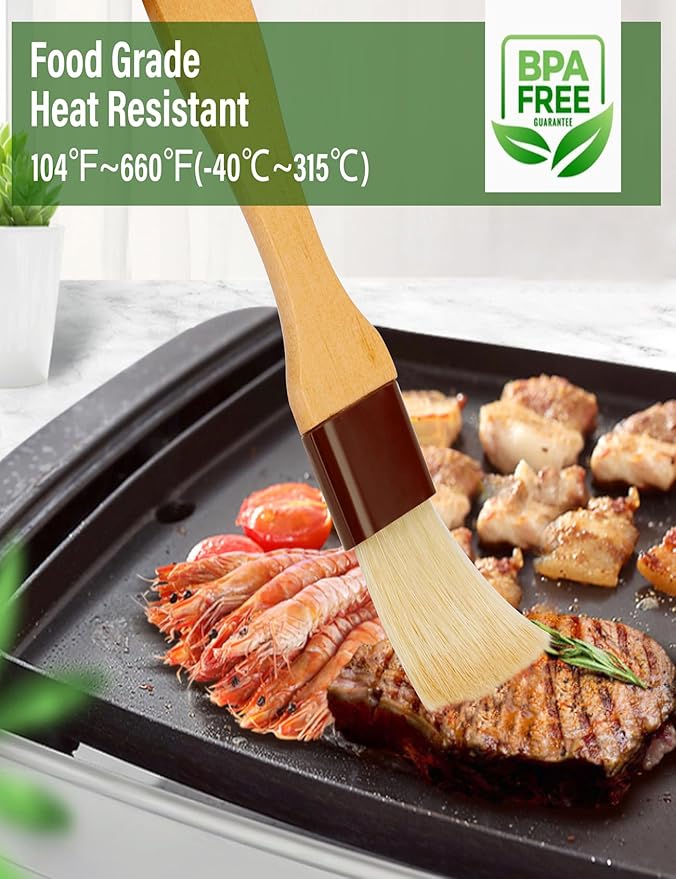 NXRACSH Pastry Brush,2 inch Basting Brush for Cooking and Baking,Natural Bristle Food Brush for Oil & Sauce,No Bristles off,Easy Clean,Durable Kitchen Marinade Butter Culinary Utensil (2 Pack)
