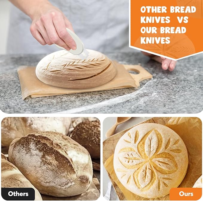 NeoRov Extractable & Magnetic Bread Lame Dough Scoring Tool - Professional Sourdough Scoring Tool - Sourdough Bread Baking & Bread Scoring Tool - Scoring Patterns booklet & 5 Razor Blades (Cream)
