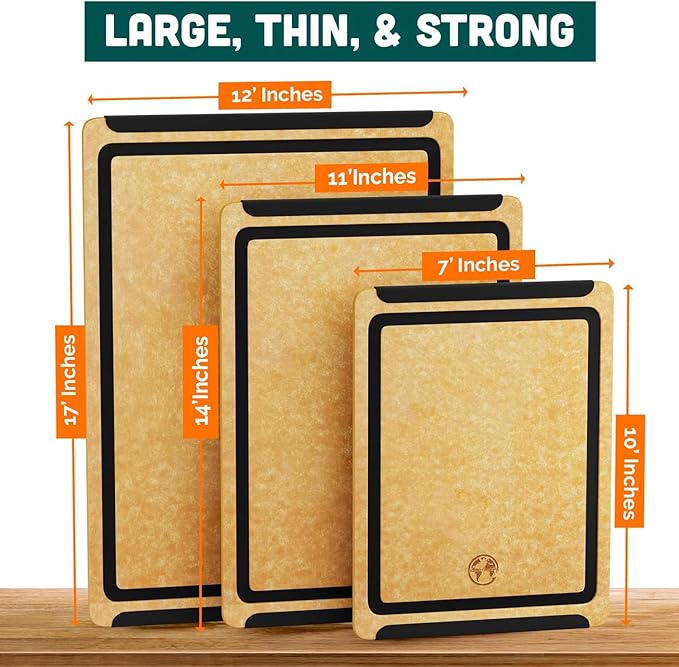 Earth's Dreams Composite Wood Cutting Board Set of 3, Built In Juice Groove