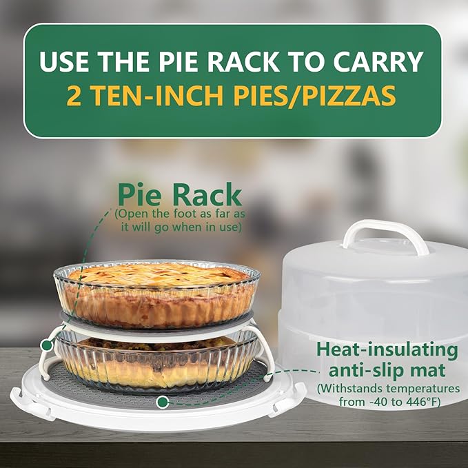 Tmrioplep 12 Inch Cake carrier Container with Lid and Handles Includes Insulated Bag for Safe Transportation of Buttercream Doesn't Melt Easy for Cakes, Pies and Cupcakes (Green)