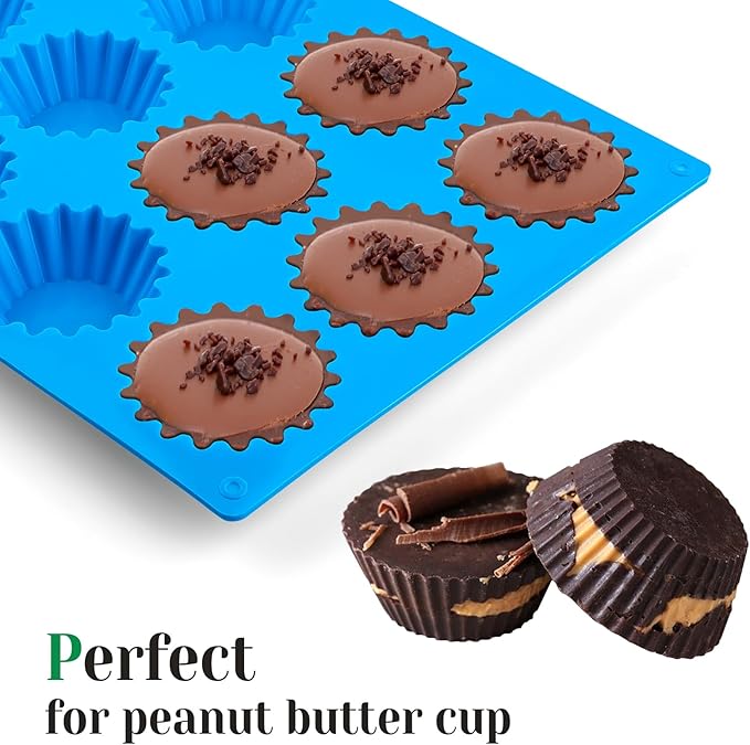 CLUEWR Peanut Butter Cup Silicone Molds, 3 PCS, 12 Cavity