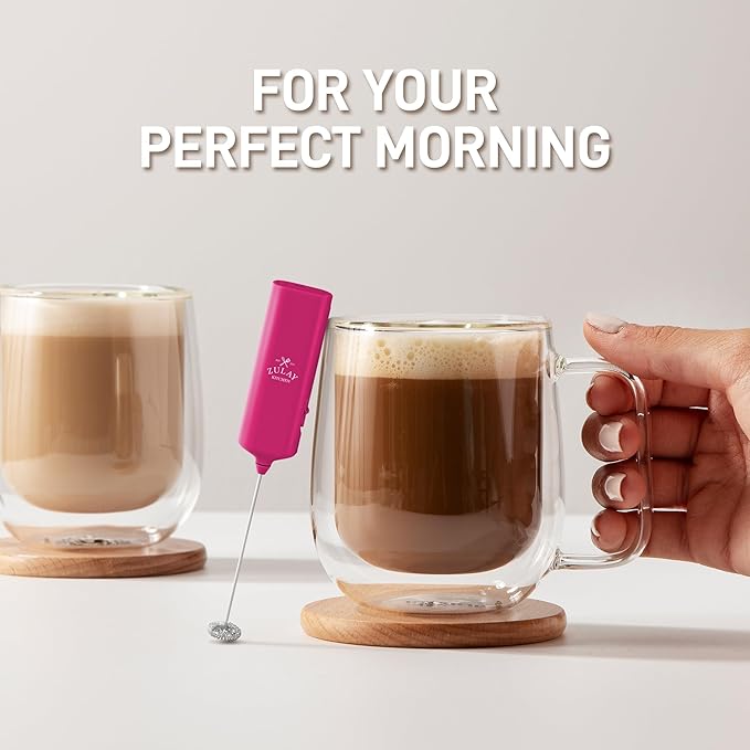 Mini & Mighty Milk Frother Wand – Powerful Handheld Coffee Frother, Battery Operated Drink Mixer – Compact Pocket Size – Detachable Whisk for Latte, Cappuccino, Matcha, Hot Chocolate