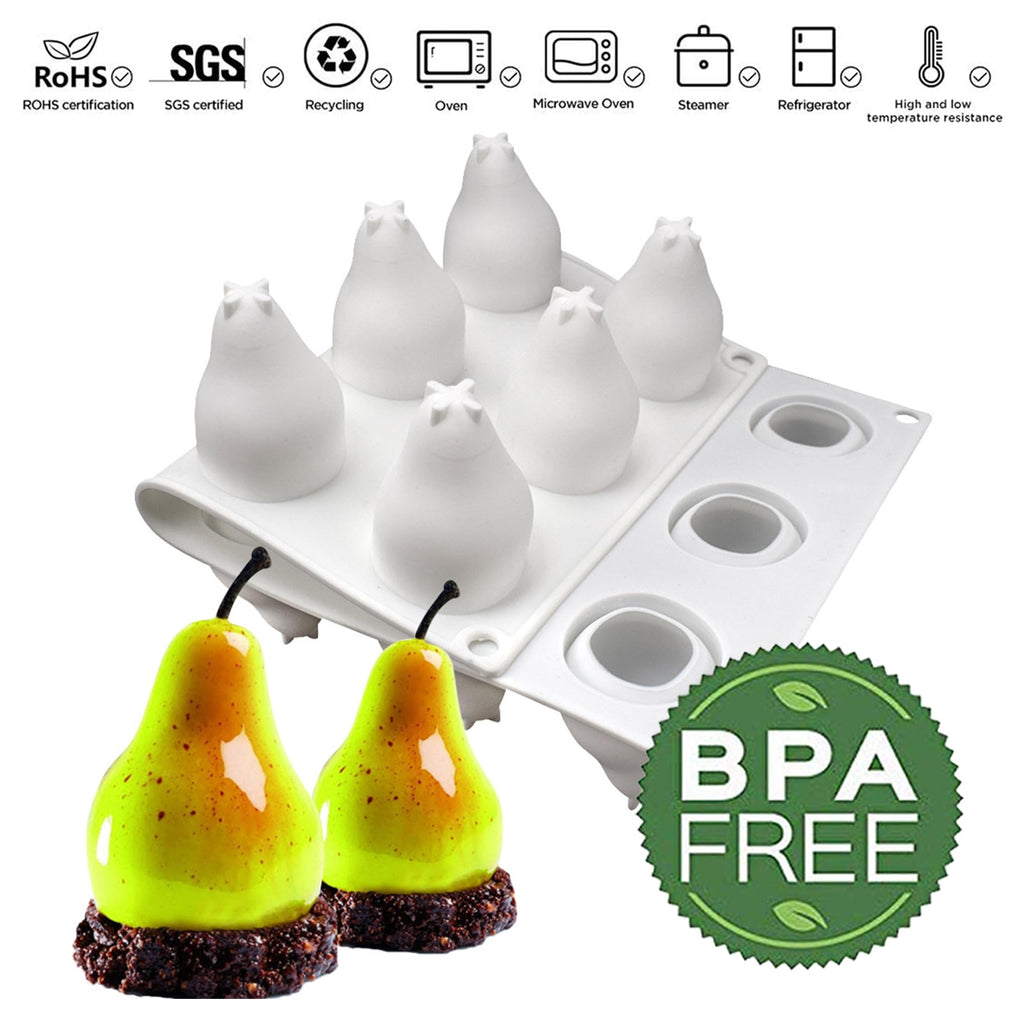 OCPO Kitchen Pear Silicone Mold for Baking Mousse Cake, 15 Cavities