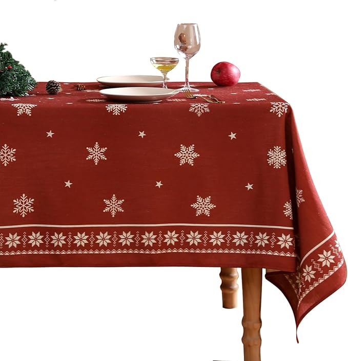 ISAENNE Designer Vintage Linen Square Large Tablecloth,67"x67"-Carol C