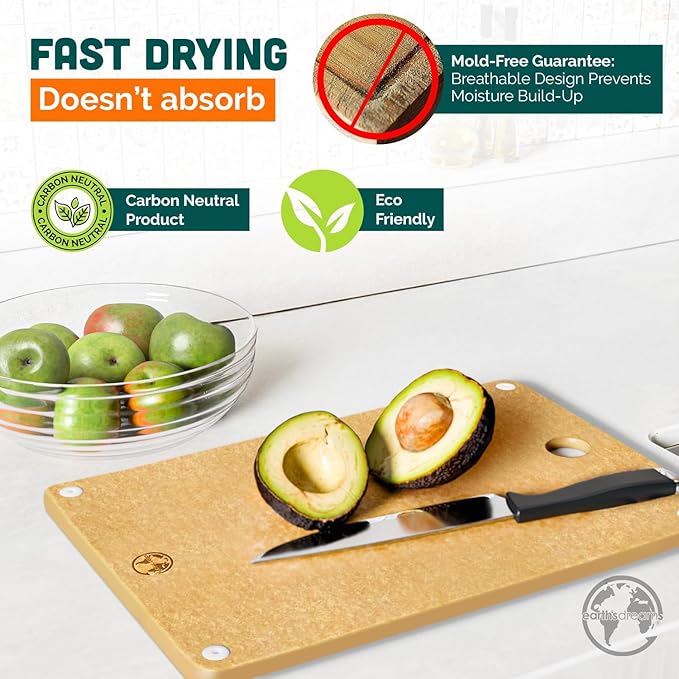 Earth’s Dreams Composite Wood Cutting Board 17” x 12” - Tan, Chopping Board