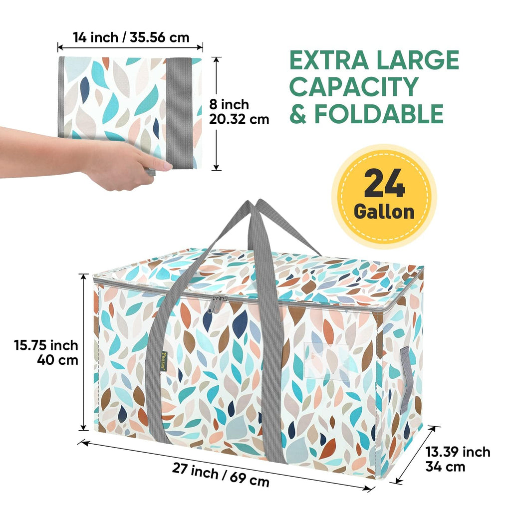 BALEINE 2-Pack Oversized Moving Bags with Reinforced Handles, Heavy-Duty Storage Tote for Clothes, Moving Supplies (Mosaic, 2-Pack)