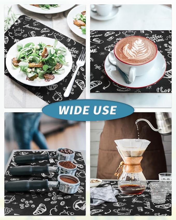 AMOAMI-Coffee Mat Hide Stain Rubber Backed Absorbent Dish Drying Mat for Kitchen Counter-Coffee Bar Accessories Fit Under Coffee Maker, Espresso Machine, Pot, Dish Rack (16X24,INK)