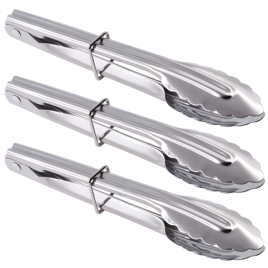 HINMAY Mini Stainless Steel Serving Tongs Small Tongs Set (7-Inch 3 Pieces)