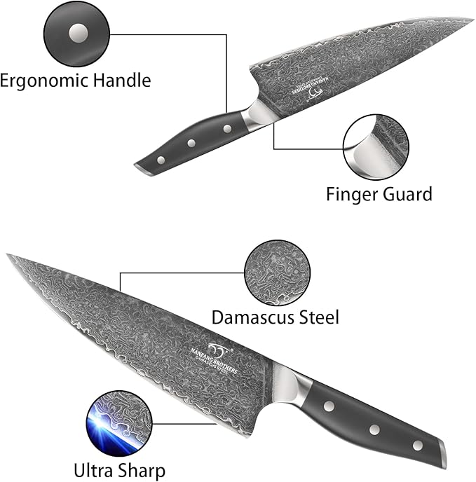 NANFANG BROTHERS 16-Piece Damascus Kitchen Knife Set, Gray Modern Knife Set