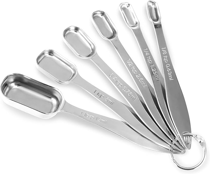 6-Piece 18/8 Stainless Steel Measuring Spoons Set, Silver