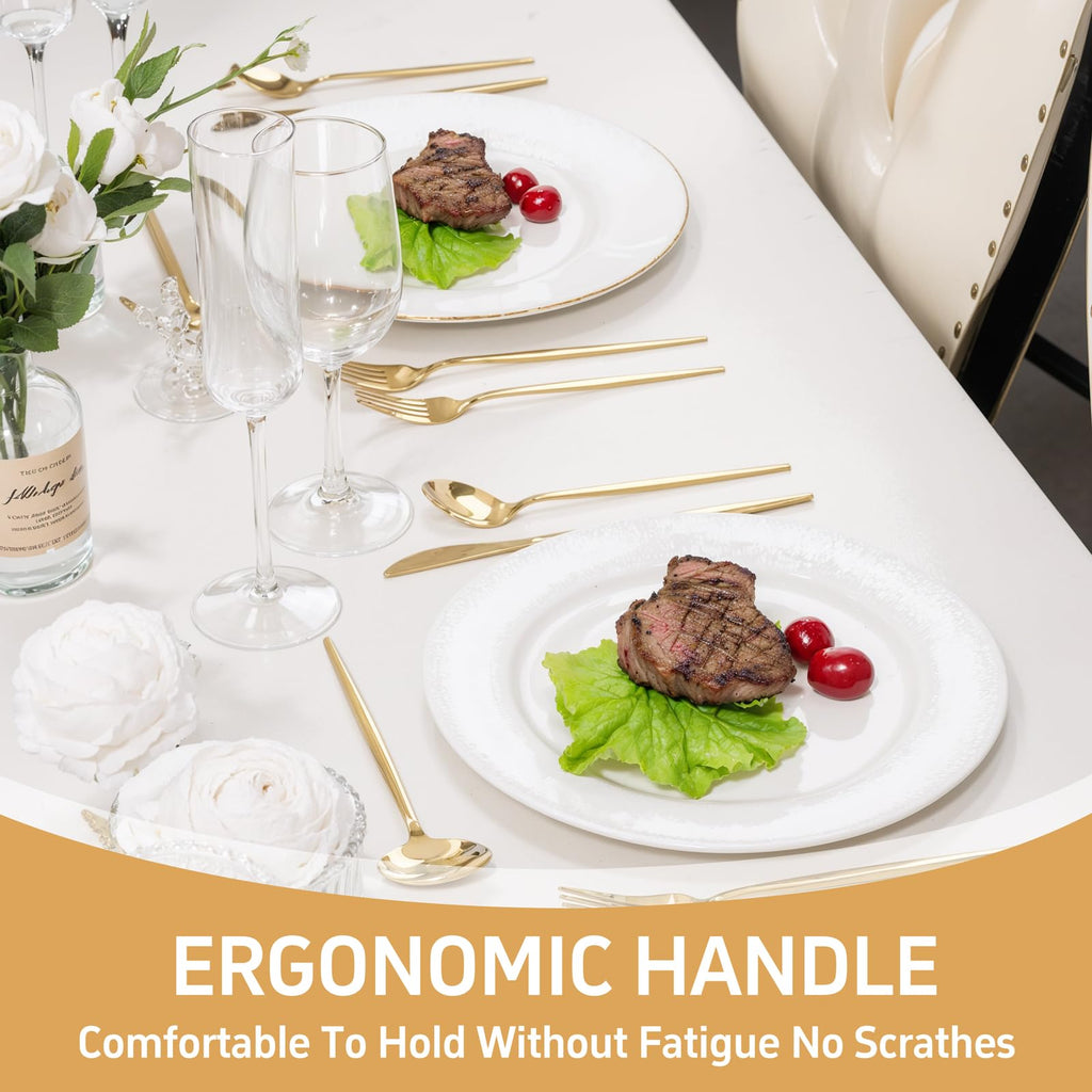 NOCCUR 40-Piece Gold Silverware Set for 8 - Stainless Steel Gold Flatware Set Include Knives, Spoons and Forks for Home/Party/Thanksgiving