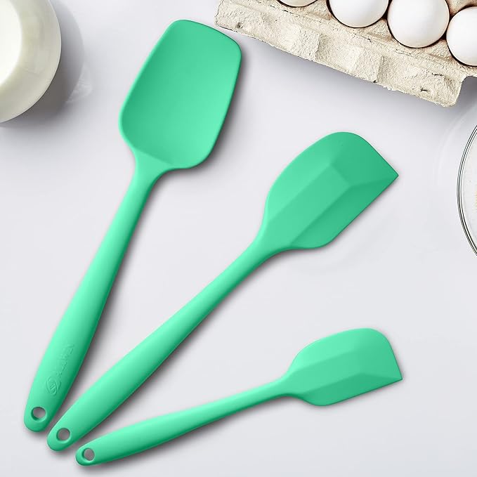 3-Piece Silicone Spatula Set, 600°F Heat Resistant, Macaron Green