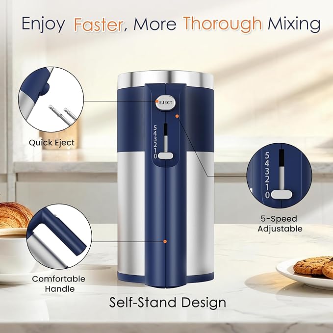 CHIDOLL 600W Hand Mixer, 5-Speed Electric Hand Held Mixer for Baking, Lightweight Stainless Steel Hand Beaters *2 & Dough Hooks*2 with Eject Button, Kitchen Mixer for Cream, Cookies, Dough