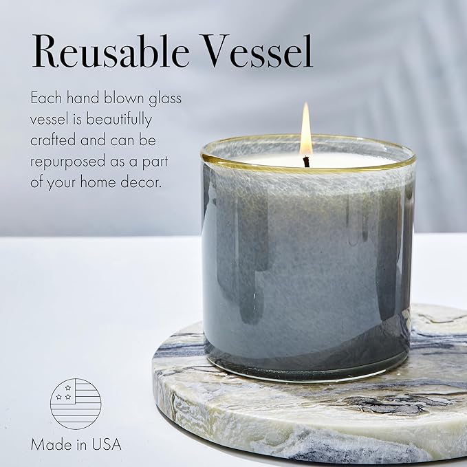 LAFCO New York Signature Candle, Sea & Dune - 15.5 oz - 90-Hour Burn Time - Reusable, Hand Blown Glass Vessel - Made in the USA