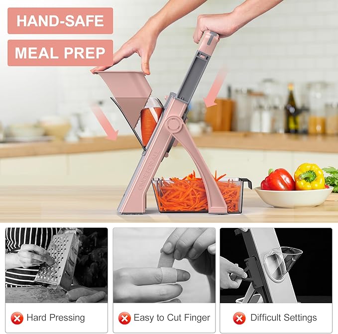All in 1 Upgraded Version Safe Mandoline Slicer for Kitchen, Veggie Slicer